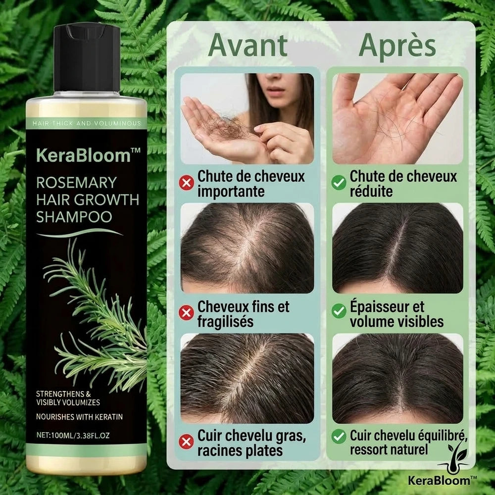 1+1 OFFERT · AUJOURD'HUI · KeraBloom™ · Shampooing pousse cheveux
