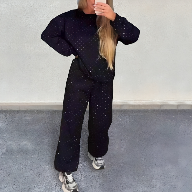 50% DE REMISE TEMPORAIRE | Arabella™ | Ensemble de training glamour avec strass pour femmes