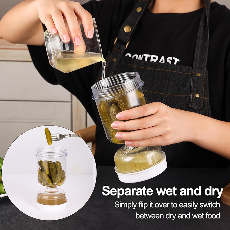 50% DE REDUCTION TEMPORAIRE | PickleVault™ | Verre à cornichons avec séparation sèche-humide
