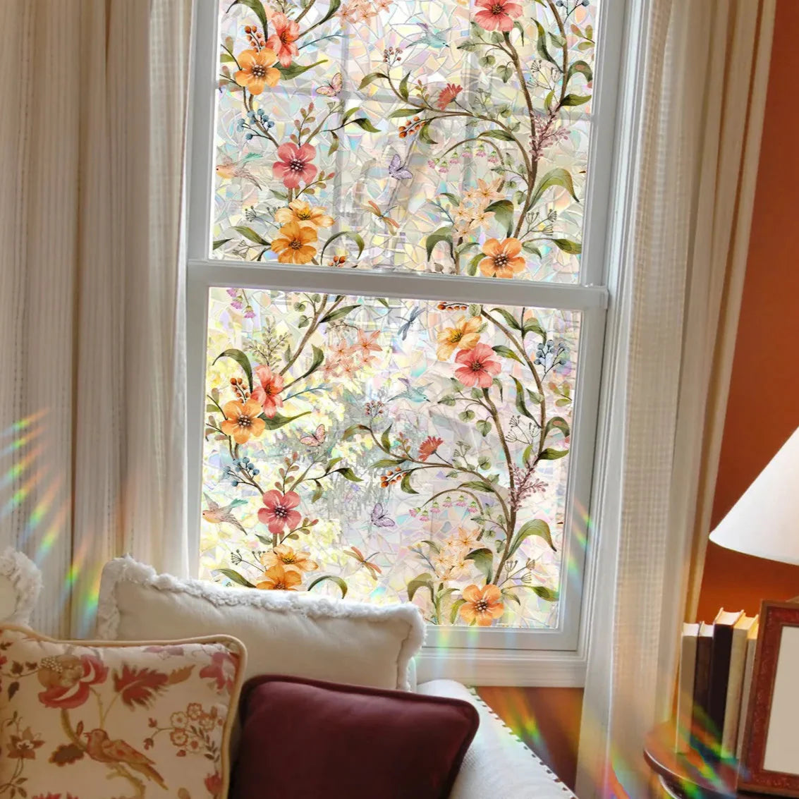 50% DE REMISE TEMPORAIRE | FloraShade™ | Autocollant de fenêtre à motif floral