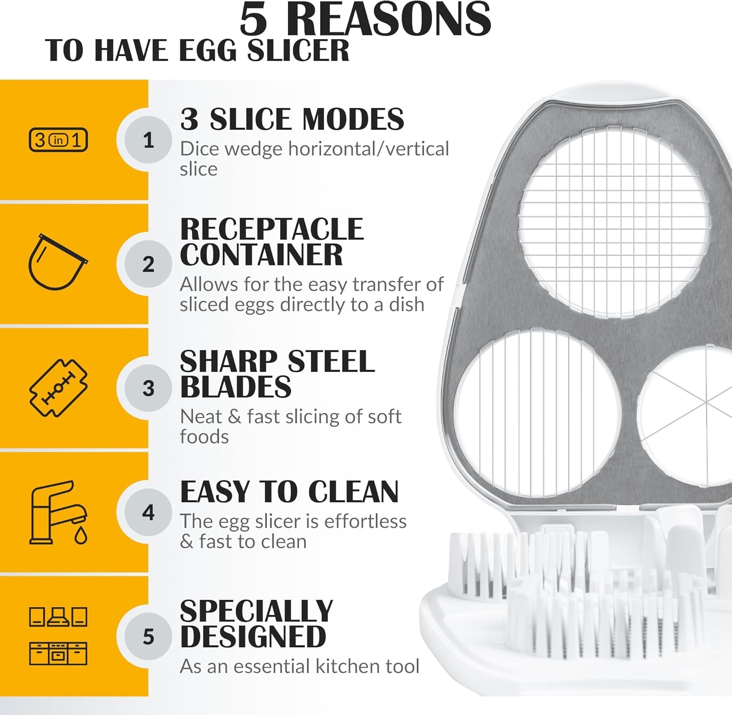 50 % DE REMISE TEMPORAIRE | EggXpert™ | Trois types de coupe d'œufs, un outil simple !