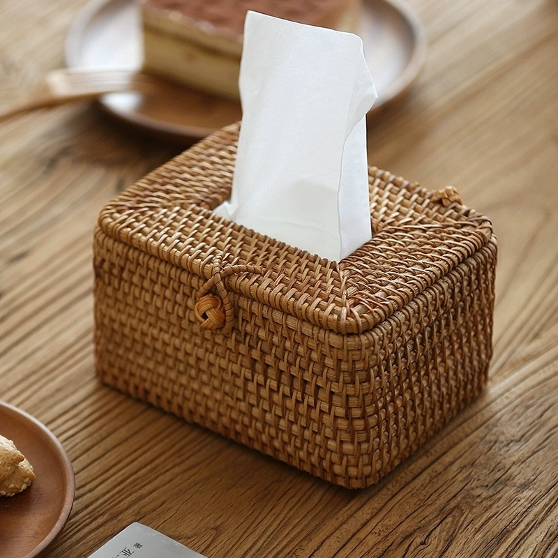 50% DE RABAIS TEMPORAIRE | RusticBox™ | Boîte à mouchoirs en rattan faite à la main
