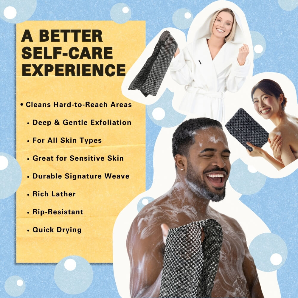 1 + 1 GRATUIT AUJOURD'HUI | ScrubGlow™ | Serviette de douche exfoliante antibactérienne