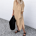 -50 % · OFFRE LIMITÉE · Anita™ · Robe chemise élégante unie avec fente