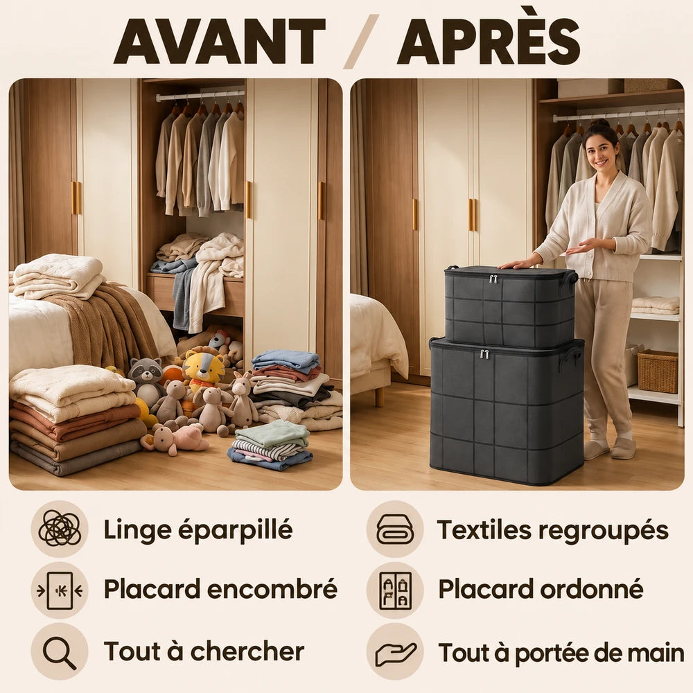 1+1 OFFERT · AUJOURD'HUI · StoreNest™ · Grand sac de rangement