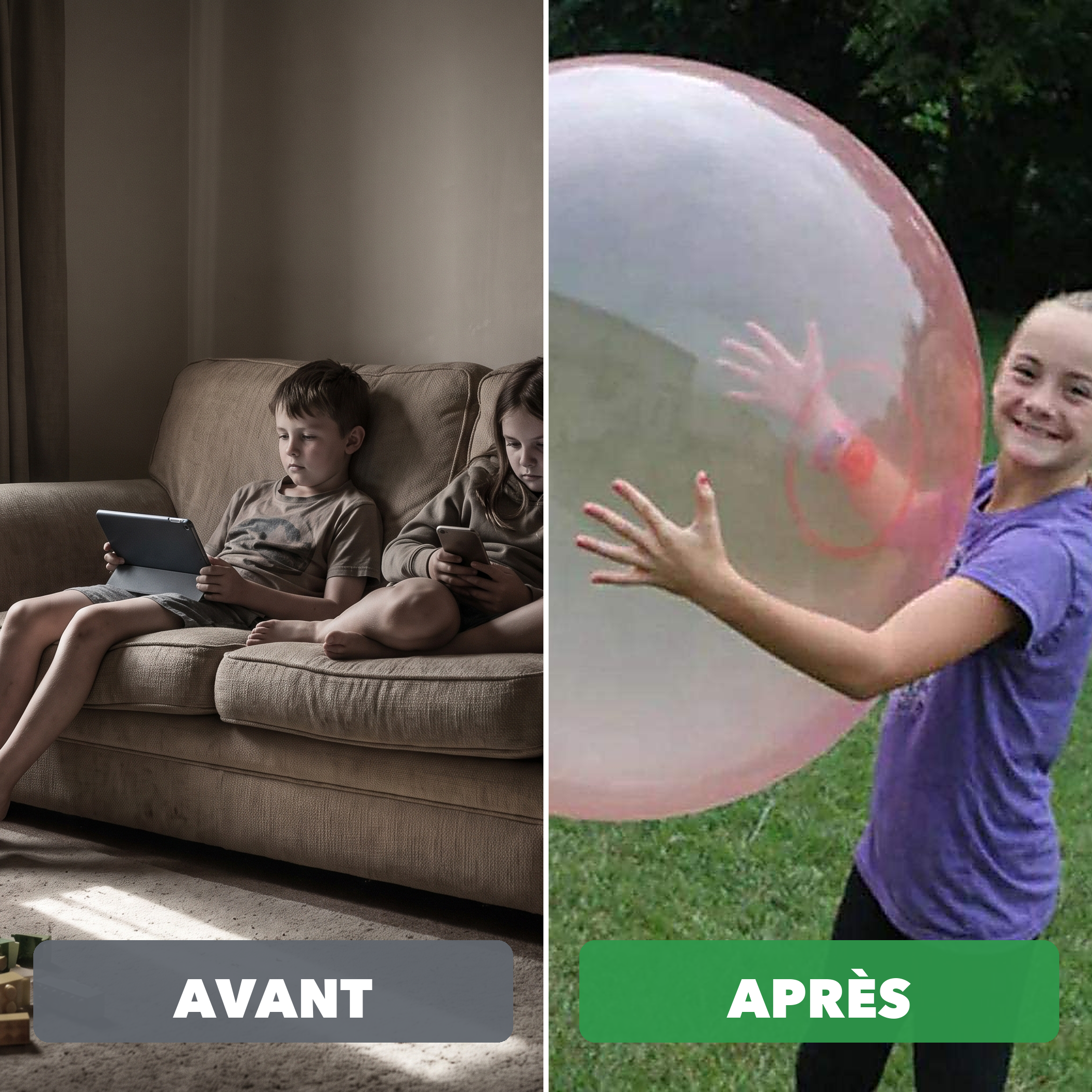 1+1 OFFERT · AUJOURD'HUI · Bulles rebondissante · La tendance été 2026 pour les jouets d’extérieur !