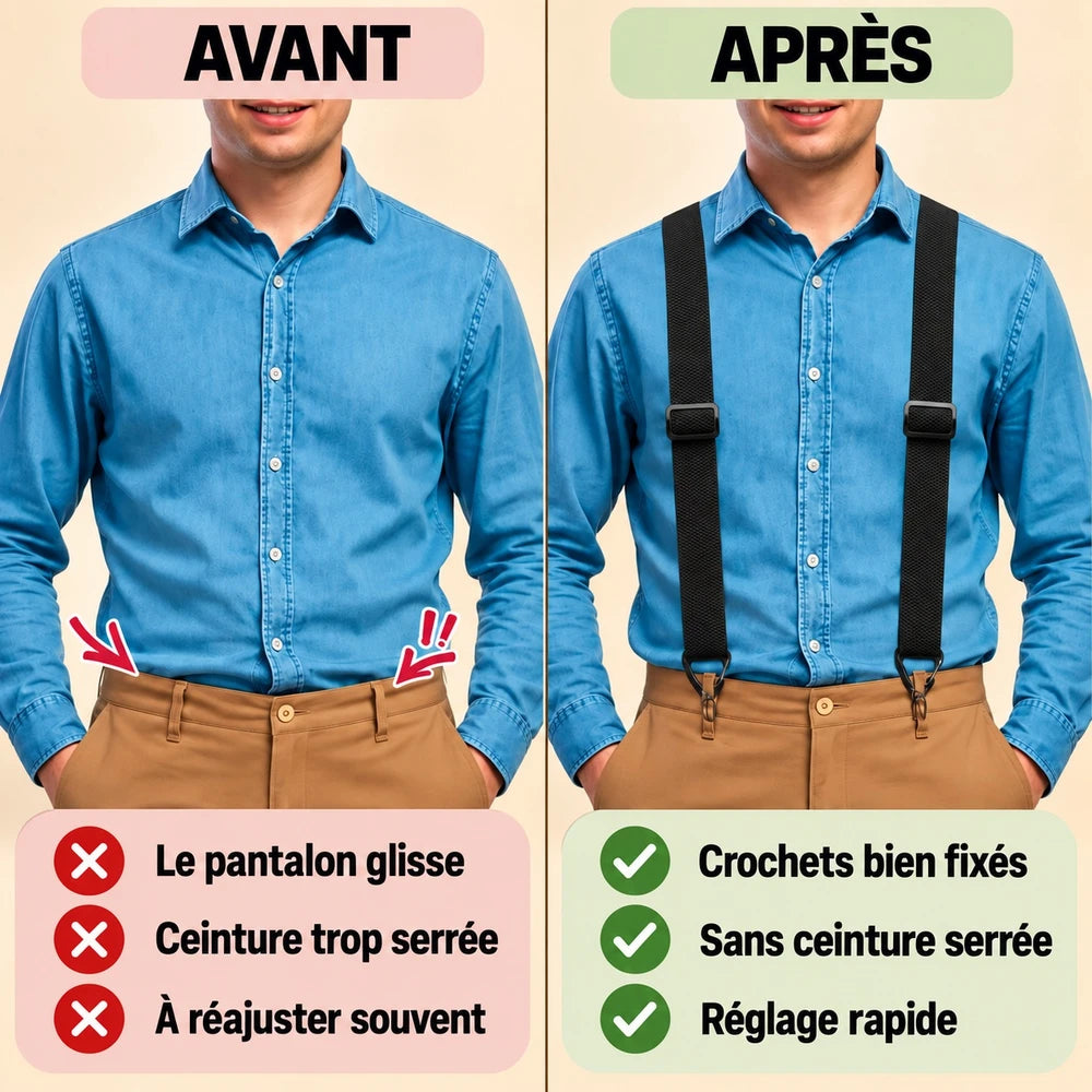 1+1 OFFERT · AUJOURD'HUI · FitHold™ · Bretelles pour homme