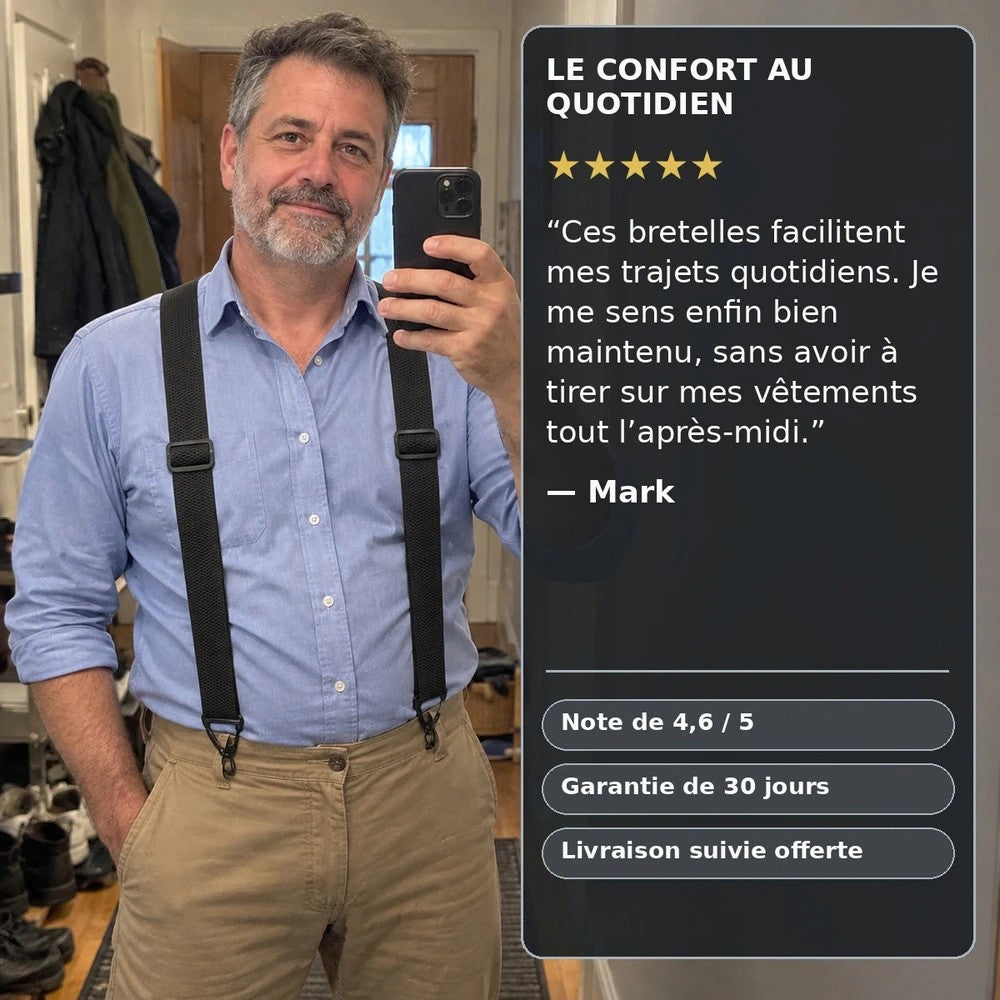 1+1 OFFERT · AUJOURD'HUI · FitHold™ · Bretelles pour homme
