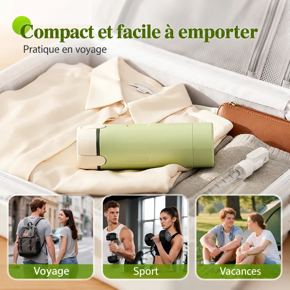 1+1 OFFERT · AUJOURD'HUI · QuadBott™ · 4-en-1 Flacons de voyage