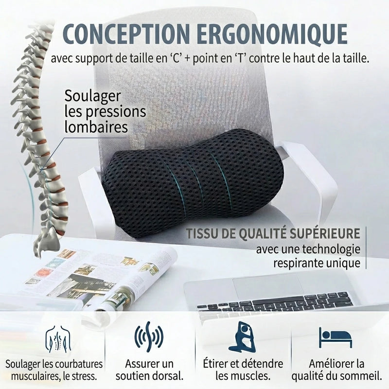 -50 % · OFFRE LIMITÉE · BackBoost™ · Coussin lombaire