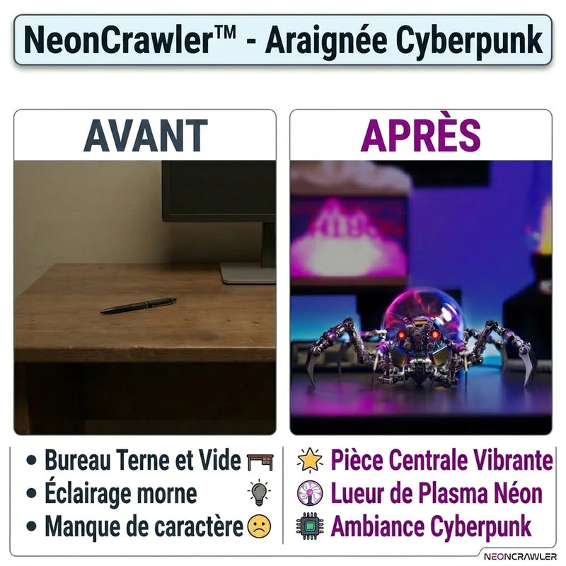 -50 % · OFFRE LIMITÉE · NeonCrawler™ · Araignée cyberpunk