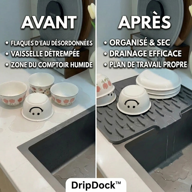 1+1 OFFERT · AUJOURD'HUI · DripDock™ · Tapis séchage vaisselle