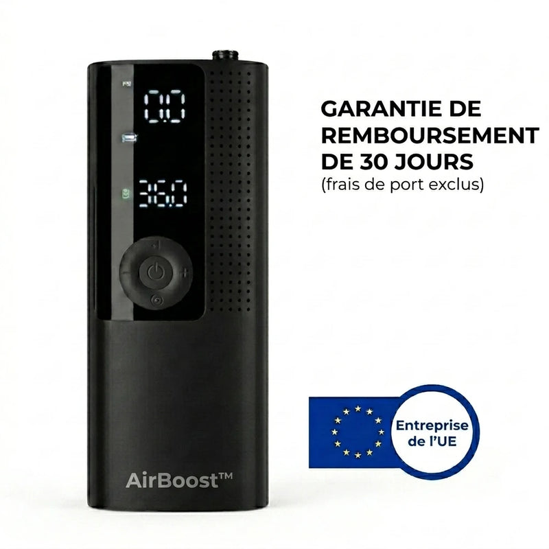 -50 % · OFFRE LIMITÉE · AirBoost™ · Gonfleur de pneus