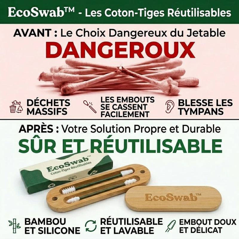 -50 % · OFFRE LIMITÉE · EcoSwab™ · Cotons-tiges réutilisables