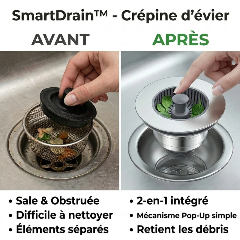3+2 OFFERT · AUJOURD'HUI · SmartDrain™ · Crépine d'évier