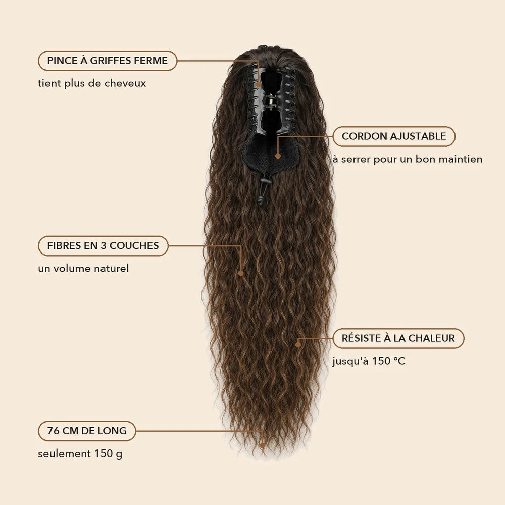 -50 % · OFFRE LIMITÉE · ClipCurls™ · Extensions cheveux bouclés avec queue de cheval