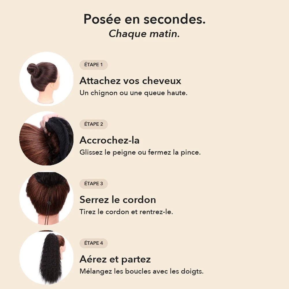-50 % · OFFRE LIMITÉE · ClipCurls™ · Extensions cheveux bouclés avec queue de cheval