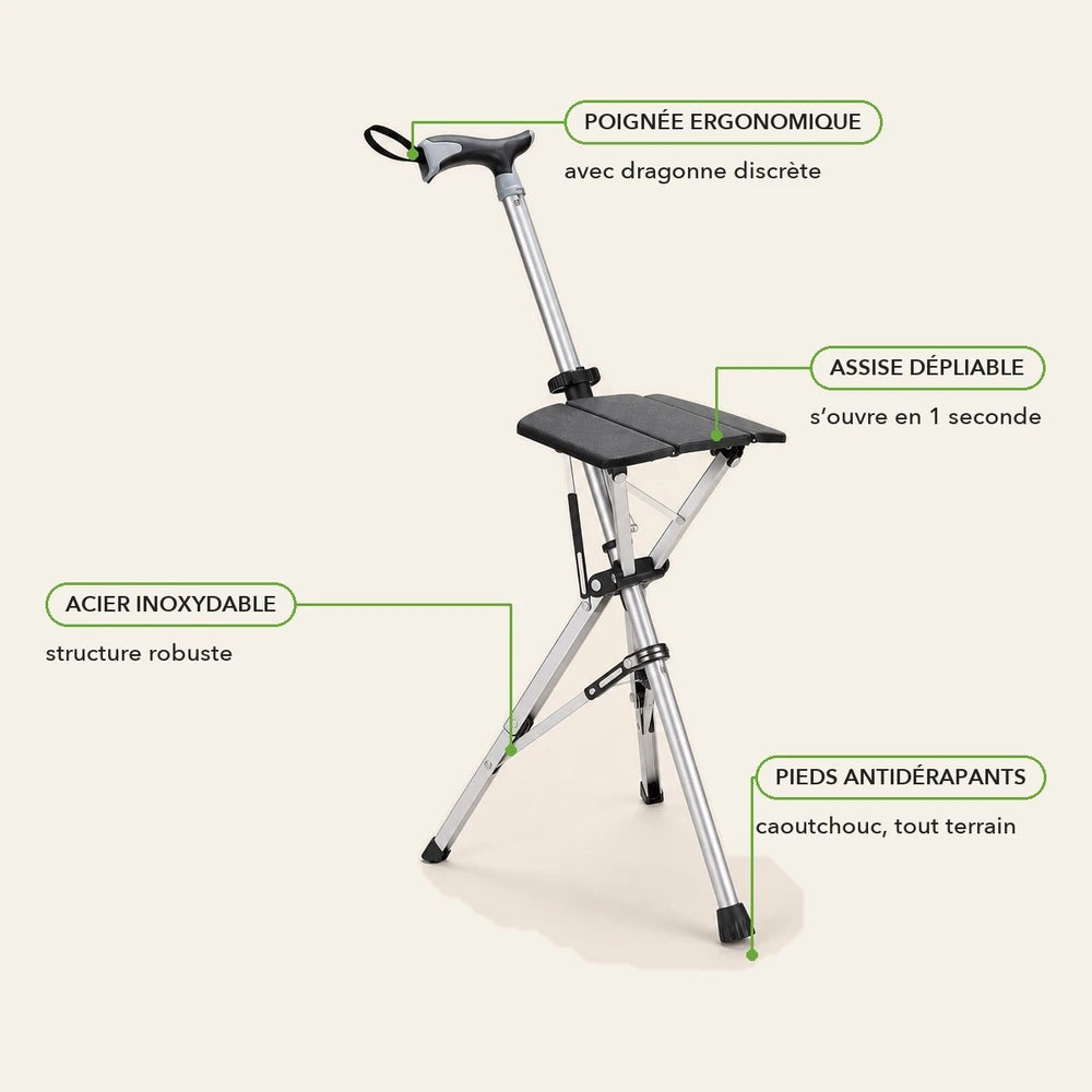 -50 % · OFFRE LIMITÉE · CrutchSeat™ · Aucun siège en vue ? Maintenant, vous en avez un.