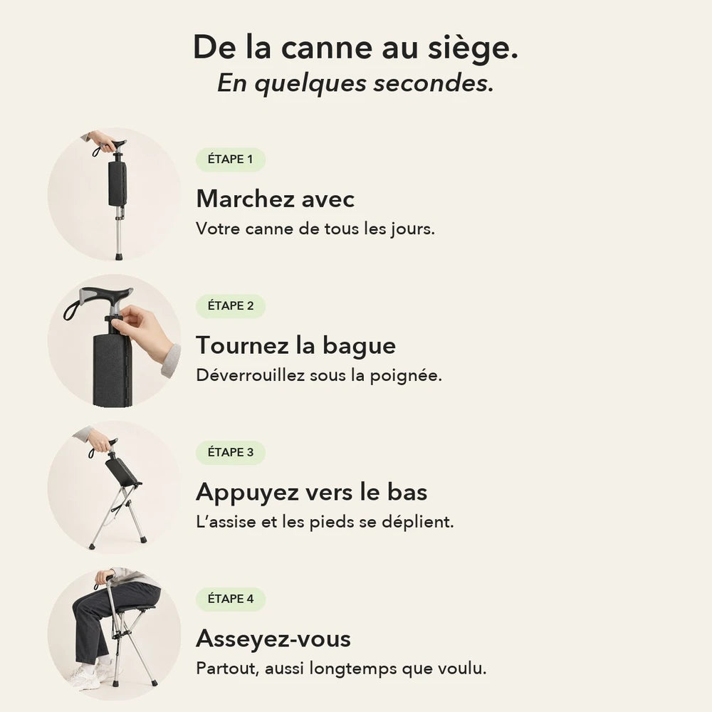 -50 % · OFFRE LIMITÉE · CrutchSeat™ · Aucun siège en vue ? Maintenant, vous en avez un.