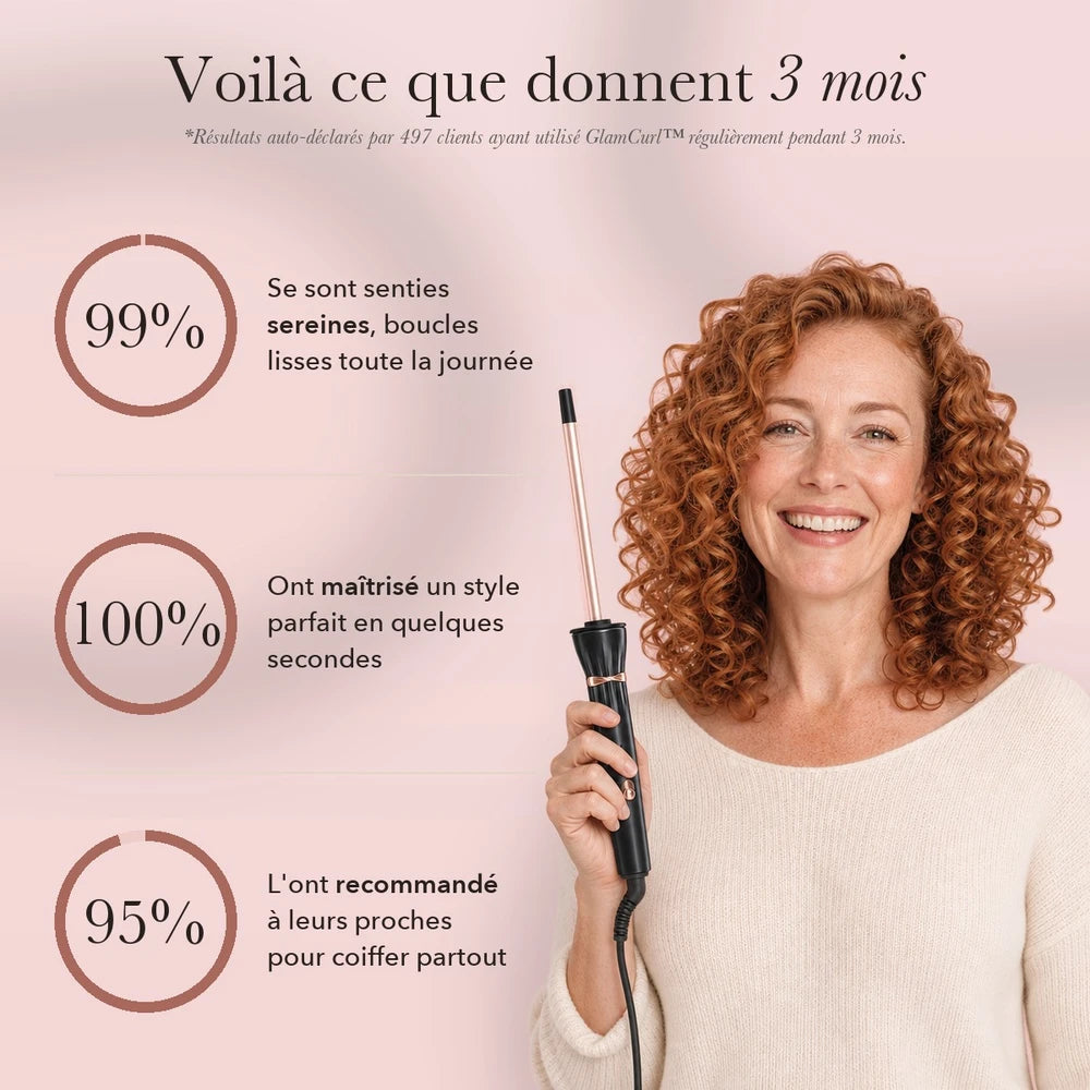-50 % · OFFRE LIMITÉE · GlamCurl™ · De magnifiques boucles qui restent lisses toute la journée !