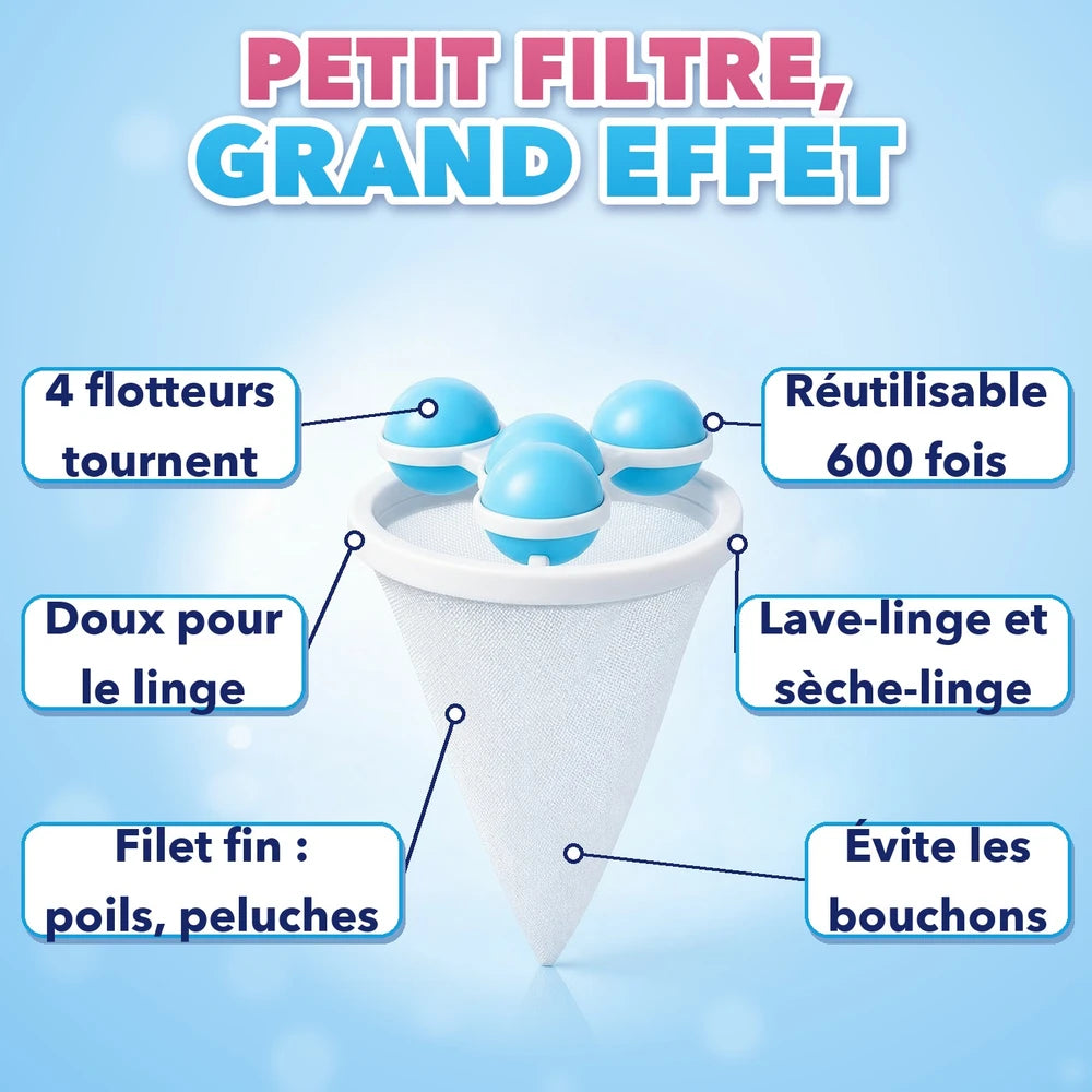 1+1 OFFERT · AUJOURD'HUI · DirtCatcher™ · Filtre anti-saleté pour machine à laver