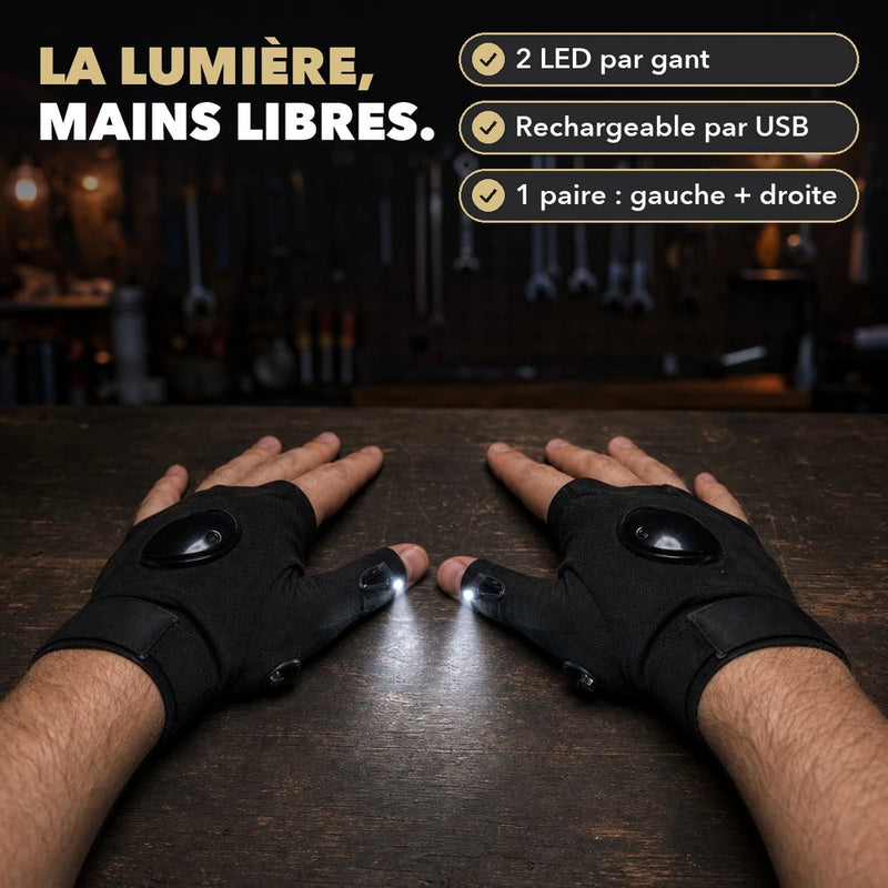 -50 % · OFFRE LIMITÉE · GlovePro™ · Gants LED