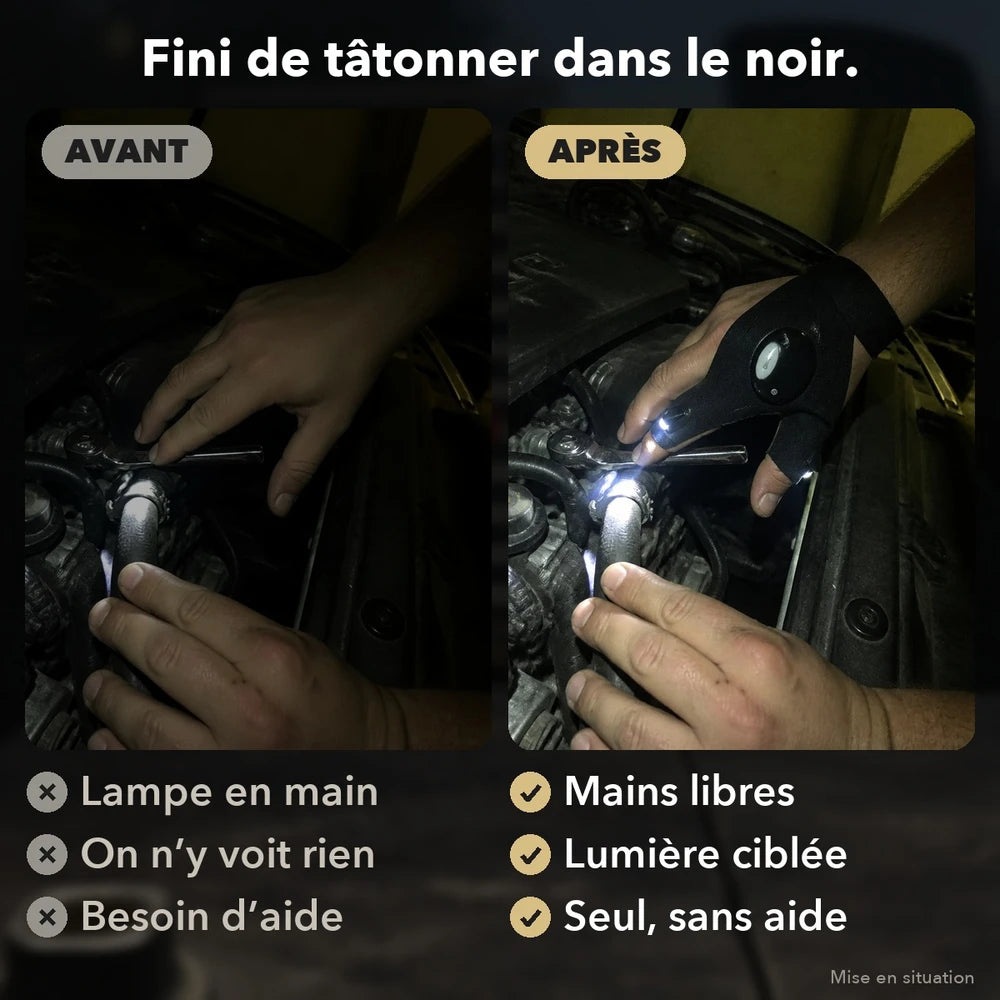 -50 % · OFFRE LIMITÉE · GlovePro™ · Gants LED
