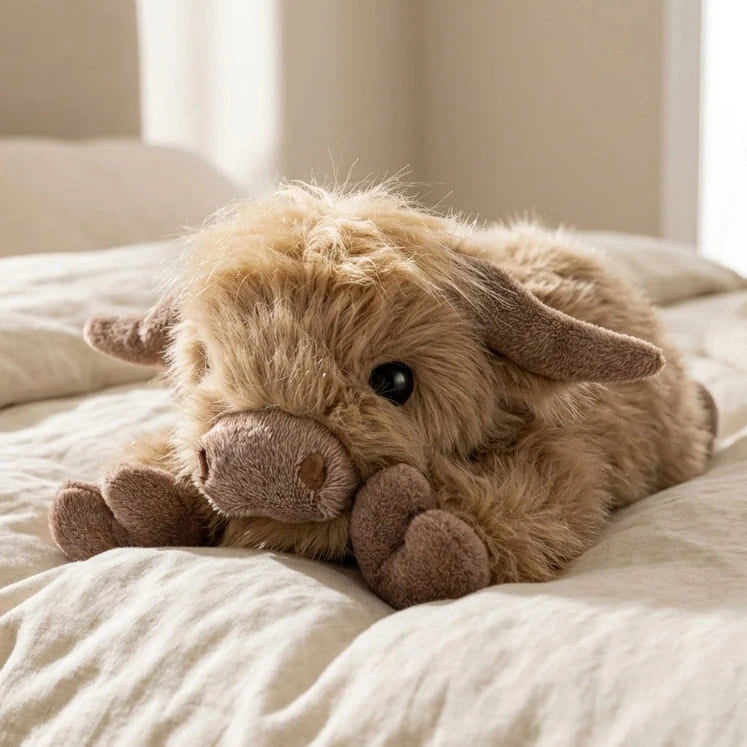 -50 % · OFFRE LIMITÉE · CozyHug™ · Peluche lestée vache Highland