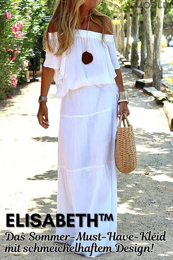 50% RABATT TEMPORÄR | Elisabeth™ - Lässiges schulterfreies solides Strand-Maxikleid - MODLIA