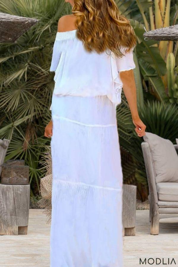 50% RABATT TEMPORÄR | Elisabeth™ - Lässiges schulterfreies solides Strand-Maxikleid - MODLIA
