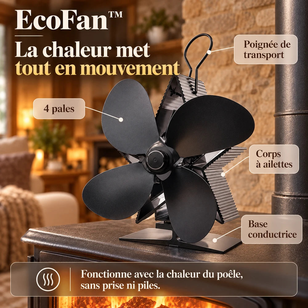 -50 % · OFFRE LIMITÉE · EcoFan™ · Ventilateur de cheminée à 4 pales