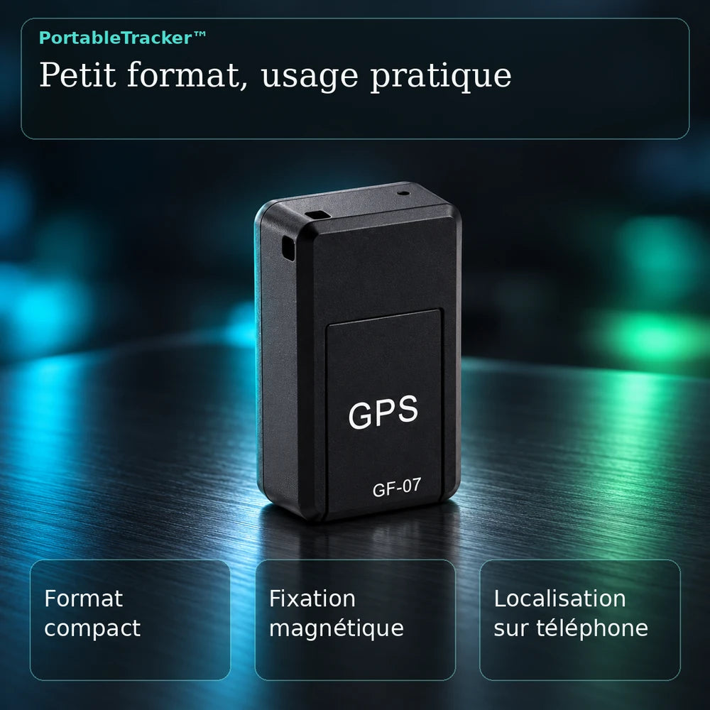 -50 % · OFFRE LIMITÉE · PortableTracker™ ·  Mini traceur GPS