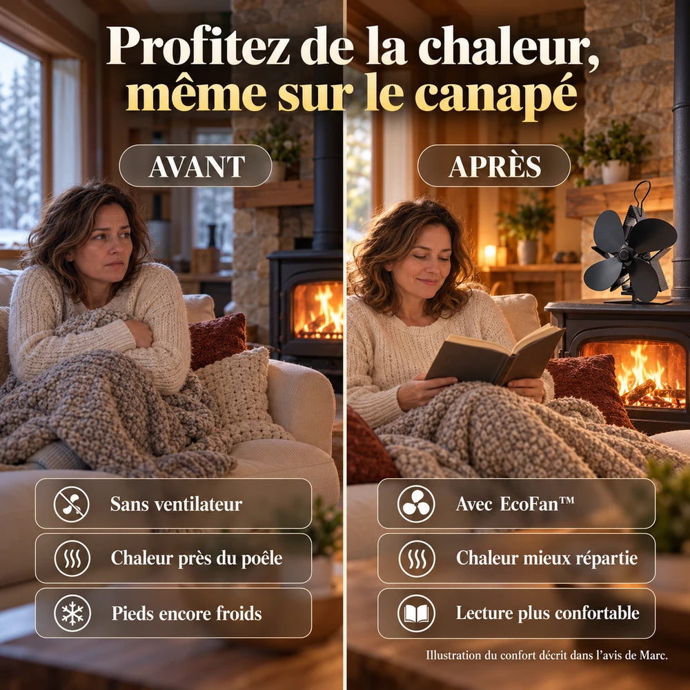 -50 % · OFFRE LIMITÉE · EcoFan™ · Ventilateur de cheminée à 4 pales
