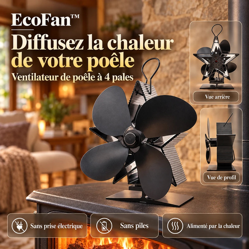 -50 % · OFFRE LIMITÉE · EcoFan™ · Ventilateur de cheminée à 4 pales