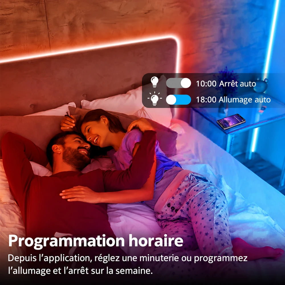 -50 % · OFFRE LIMITÉE · NeoAura™ · Bandes LED néon