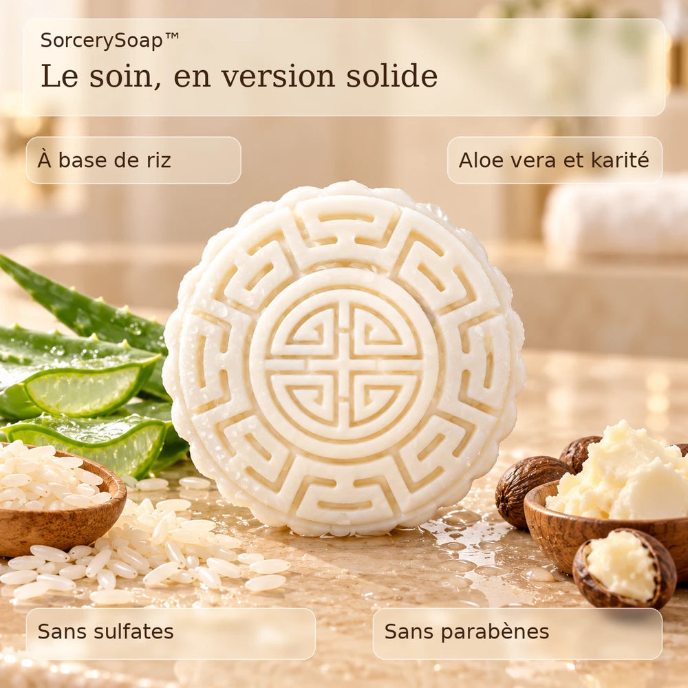 1+1 OFFERT · AUJOURD'HUI · SorcerySoap™ · Barre de shampoing anti-chute de cheveux