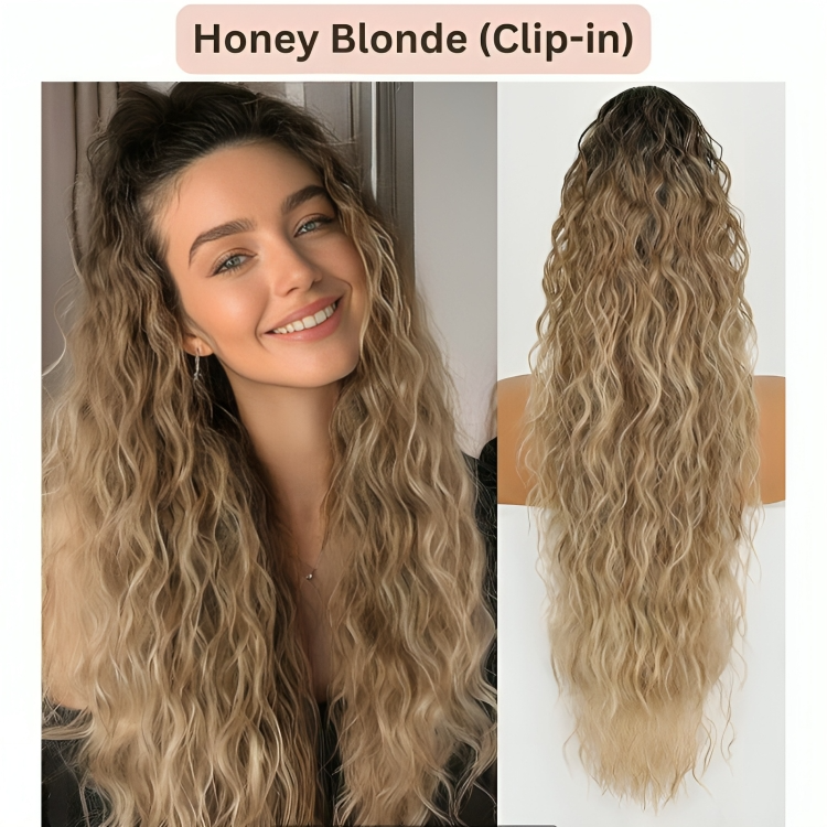 50 % DE RABAIS TEMPORAIRE | ClipCurls™ | Extensions de cheveux bouclés avec queue de cheval