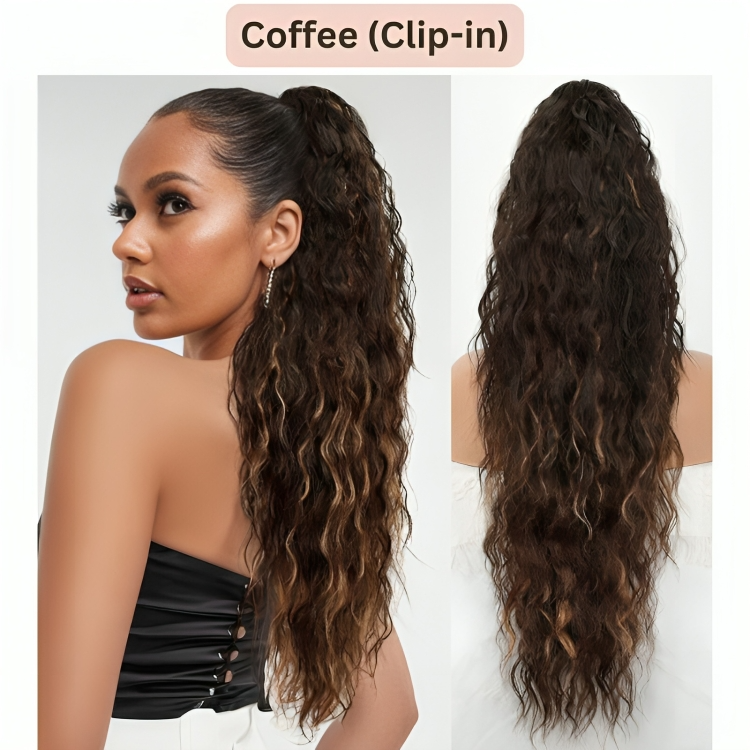 50 % DE RABAIS TEMPORAIRE | ClipCurls™ | Extensions de cheveux bouclés avec queue de cheval