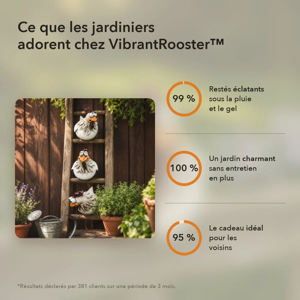 -50 % · OFFRE LIMITÉE · VibrantRooster™ · La décoration de jardin la plus joyeuse !
