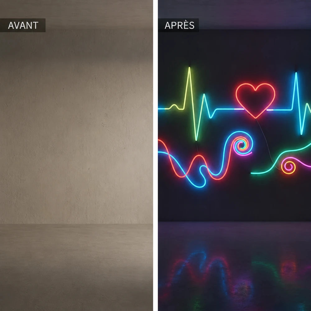 -50 % · OFFRE LIMITÉE · NeoAura™ · Bandes LED néon
