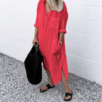 -50 % · OFFRE LIMITÉE · Anita™ · Robe chemise élégante unie avec fente