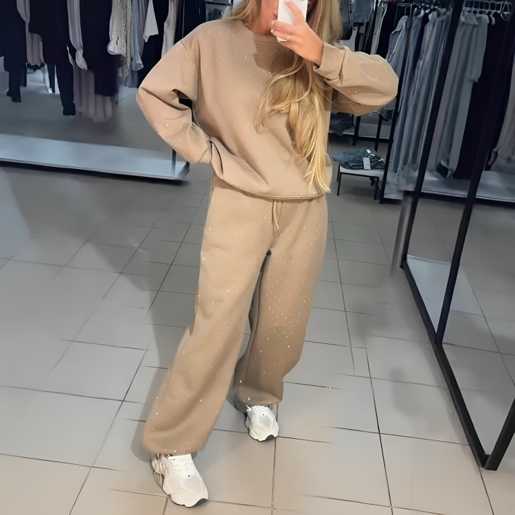 50% DE REMISE TEMPORAIRE | Arabella™ | Ensemble de training glamour avec strass pour femmes