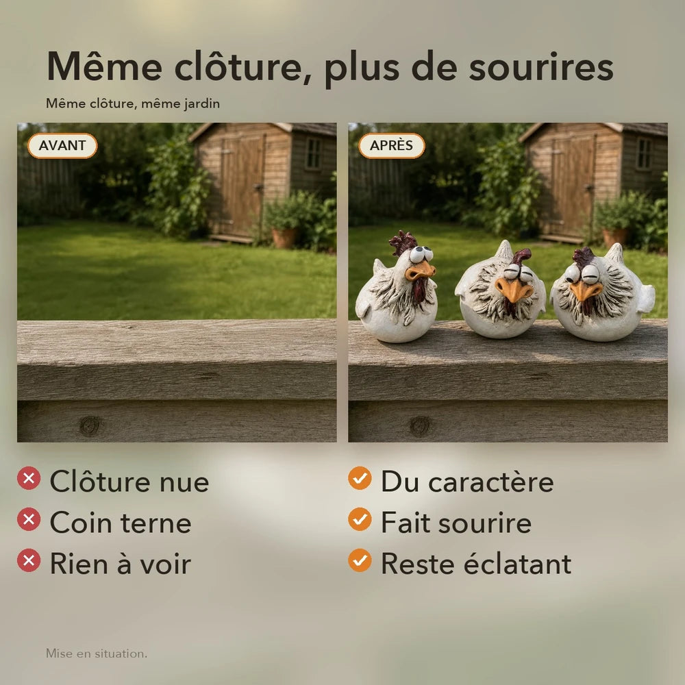 -50 % · OFFRE LIMITÉE · VibrantRooster™ · La décoration de jardin la plus joyeuse !