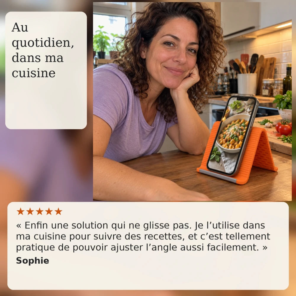 1+1 OFFERT · AUJOURD'HUI · OmniStand™ · Support pliable en silicone