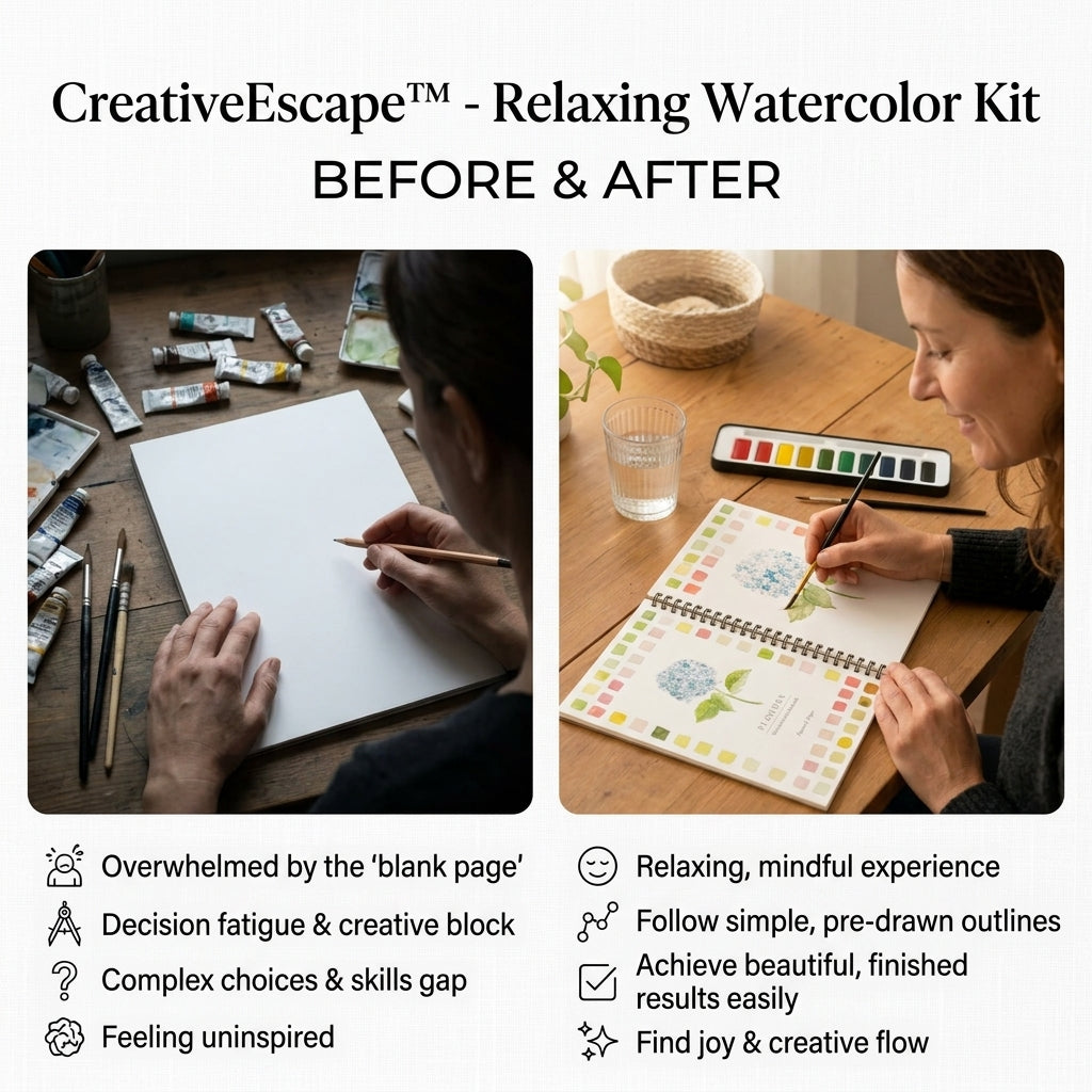 50 % DE REMISE TEMPORAIRE | CreativeEscape™ - Aquarelle Zen + (Gratuit : peinture 12 couleurs et pinceau)