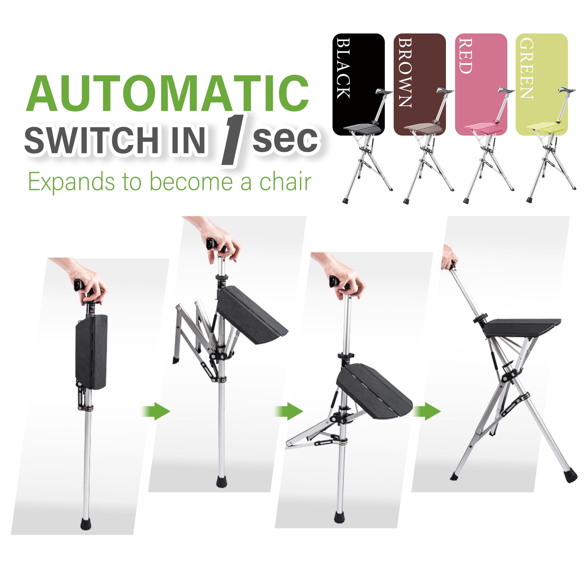 CrutchSeat™ | Tabouret de béquille pliable pour les personnes âgées