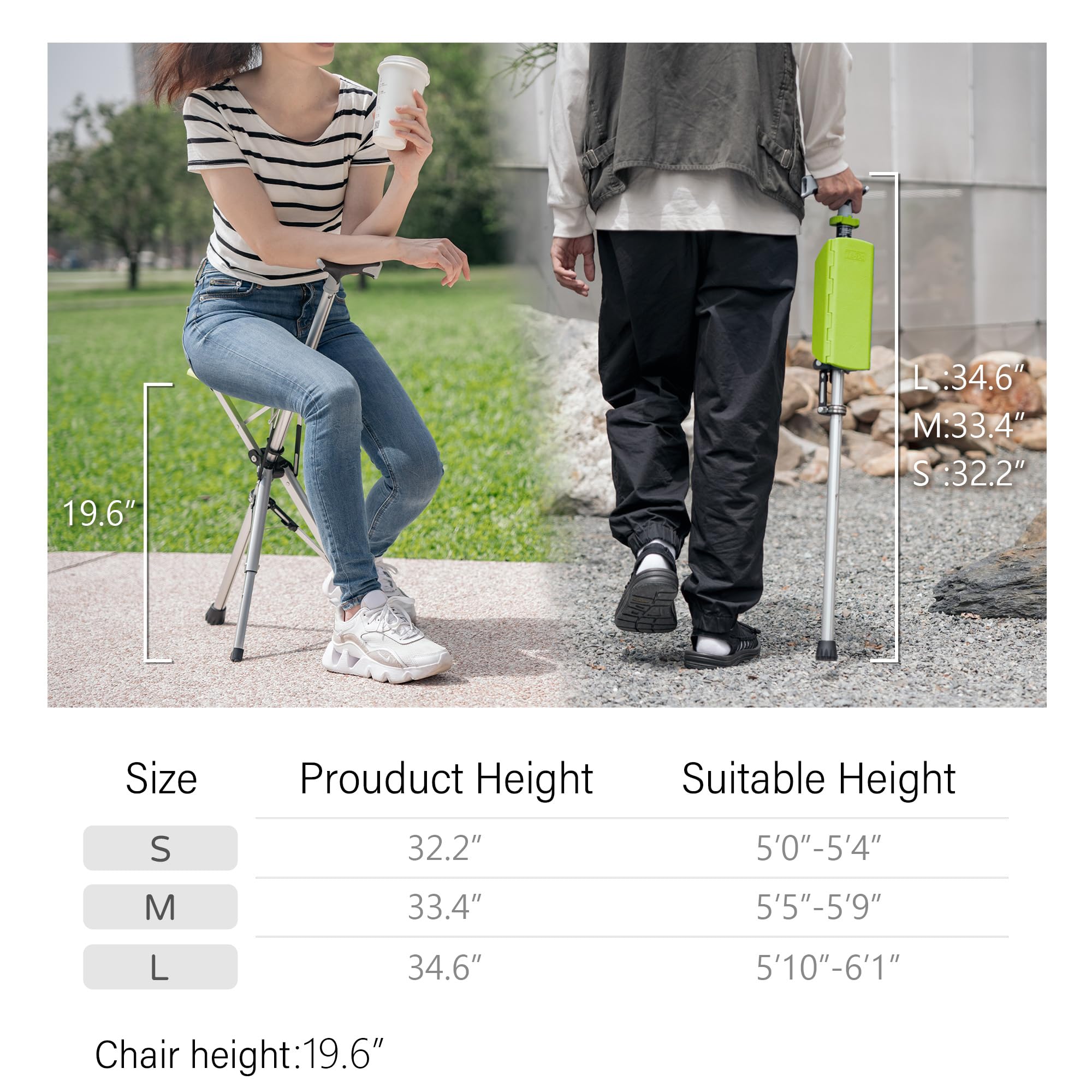 CrutchSeat™ | Tabouret de béquille pliable pour les personnes âgées