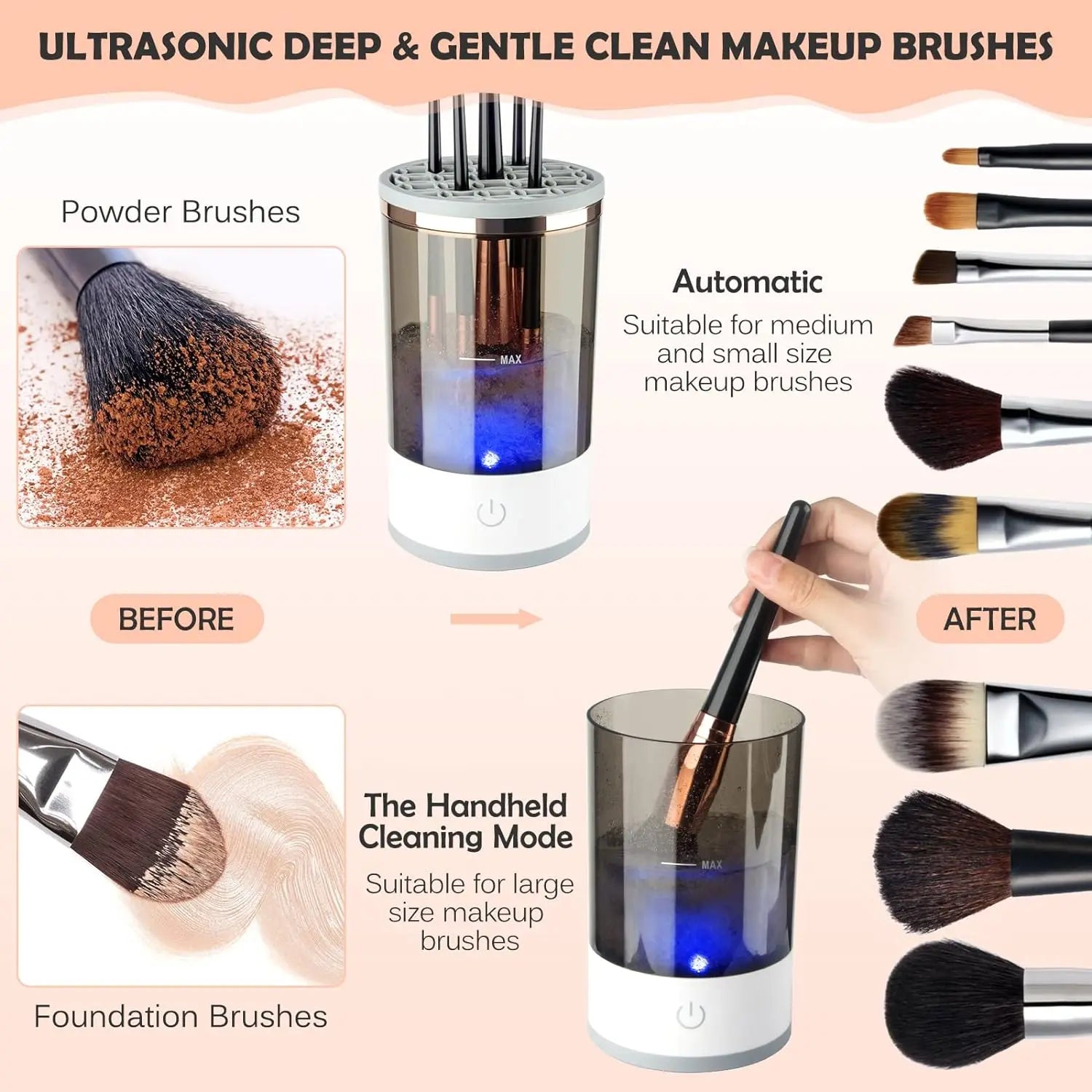 50 % DE RABAIS TEMPORAIRE | BrushGlam™ | Nettoyeur de pinceaux de maquillage automatique
