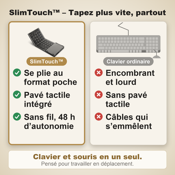 -50 % · OFFRE LIMITÉE · SlimTouch™ · Mieux taper, où que vous soyez !