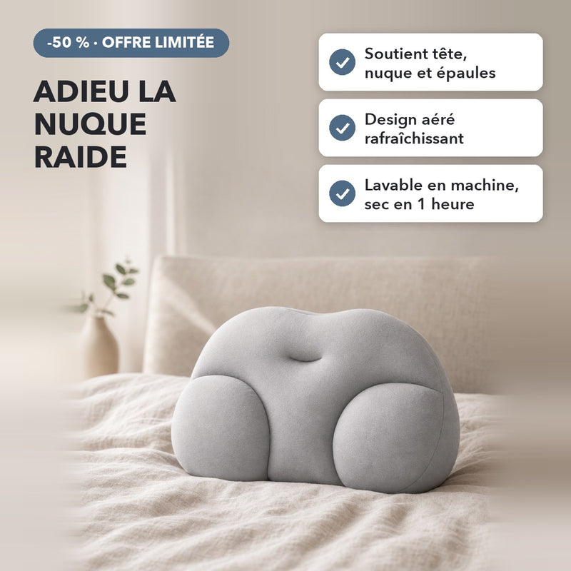 -50 % · OFFRE LIMITÉE · CloudPillow™ · Oreiller Mémoire de Forme